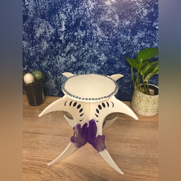 Handmade Display/ Plant Stand with Moon Phase and Crystal Design - Picture 3 of 8